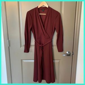 Small Knee Length Long Sleeve Maroon Party Dress